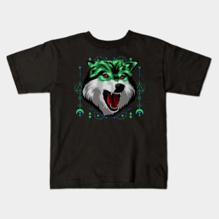 animal wolf green Kids T-Shirt